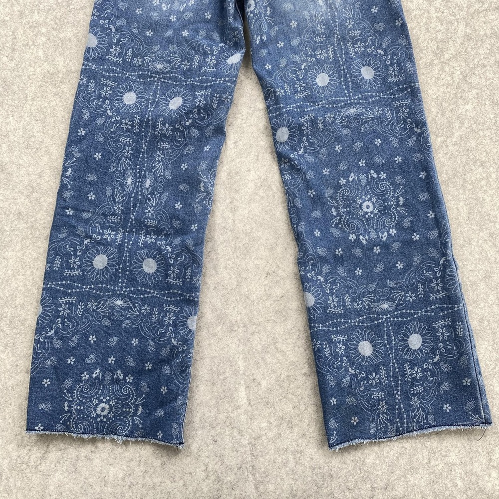 Levi Strauss Signature Wide Leg Jeans Girls 10 23x24 Blue Paisley Print Stretch - Picture 13 of 14